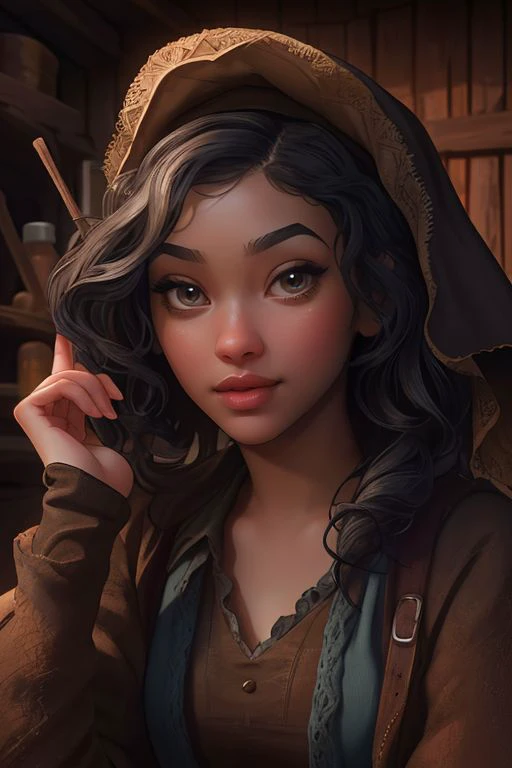 DEN_lexi_loveMK2,
(dressed in rags:1.2) in a (shanty shack:1.1) made of wood and sticks, apothecary, (alchemy:1.1), witchdoctor, mystic, decaying, (rundown shack:1.2), (dark room:1.2), shanty shack, (wearing raggedy clothing:1.1), (rag clothes:1.2),
bokeh, f1.4, 40mm, photorealistic, raw, 8k, textured skin, skin pores, intricate details <lora:epi_noiseoffset2:1>, epiCRealism, <lora:ClothingAdjuster3:-1.0>