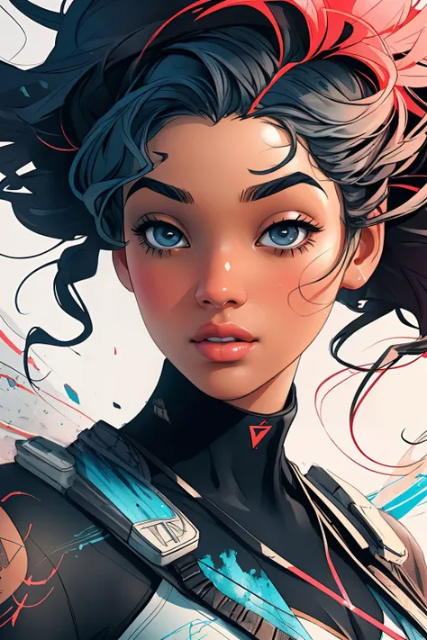 portrait of  DEN_lexi_love (headshot:1.1), 1girl, DC_hero_girl, looking at viewer, (masterpiece, best quality, ultra-detailed, best shadow),, sticker of a girl from dc comic, Kim Jung gi, freedom, soul, digital illustration, comic style, centred, approaching perfection, dynamic, highly detailed, watercolour painting, artstation, concept art, smooth, sharp focus, illustration, art by Carne Griffiths and Wadim Kashin ,