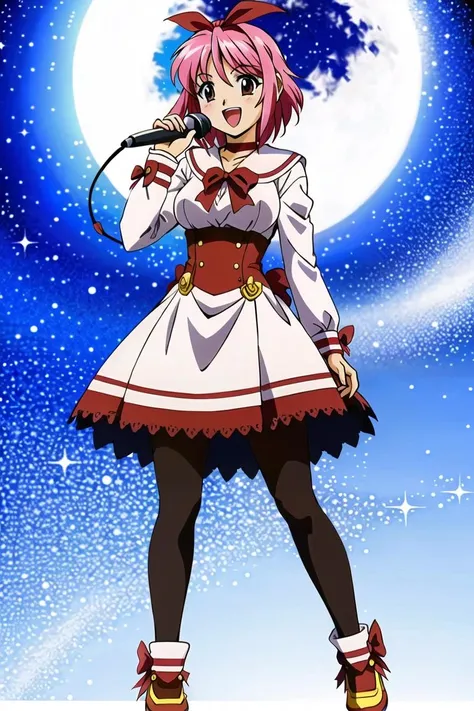 ((masterpiece)),((best quality)),ultra-detailed,illustratio,Explicit,Beautiful body,Beautiful Nose,Beautiful character design,perfect eyes,perfect face,wallpaper,ultra highres,4K,photography,(Beautiful,normal breasts:1.2),(beautiful face:1.2),beautiful legs,perfect legs,shiny skin,official style,official art,nsfw,sanime screencap,anime coloring,
1girl,solo,pink hair,short hair,brown eyes,ribbon, dress, bow, singing, open mouth, long sleeves, music, bell, choker, pantyhose, hair bow, white pantyhose, smile, hair ribbon,,famous tourist attractions,full body,serafuku,<lora:Minazuki Alice:0.7>