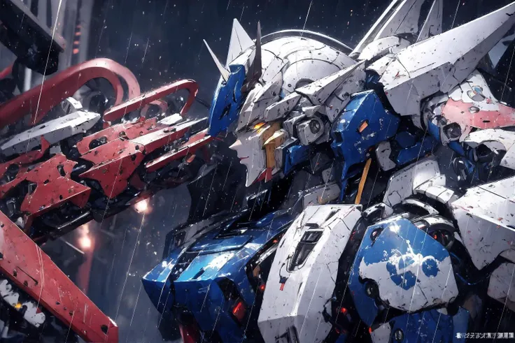 (masterpiece:1.2), best quality,PIXIV,
robot, mecha, no humans, rain, science fiction, solo, v-fin, looking ahead, upper body, glowing, mobile suit, yellow eyes, from side, Gundam,
<lora:Gundam girl_20230712160146:1>