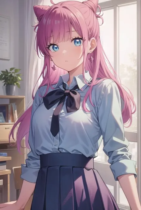 akariwatanabe, <lyco:akariwatanabe-lyco-nochekaiser:1>,
akari watanabe, long hair, blue eyes, pink hair, hair bun, double bun, cone hair bun,
BREAK skirt, shirt, bow, jewelry, pleated skirt, earrings, blue skirt, blue shirt,
BREAK looking at viewer, full body,
BREAK indoors, classroom,
BREAK <lyco:GoodHands-beta2:1>, (masterpiece:1.2), best quality, high resolution, unity 8k wallpaper, (illustration:0.8), (beautiful detailed eyes:1.6), extremely detailed face, perfect lighting, extremely detailed CG, (perfect hands, perfect anatomy),