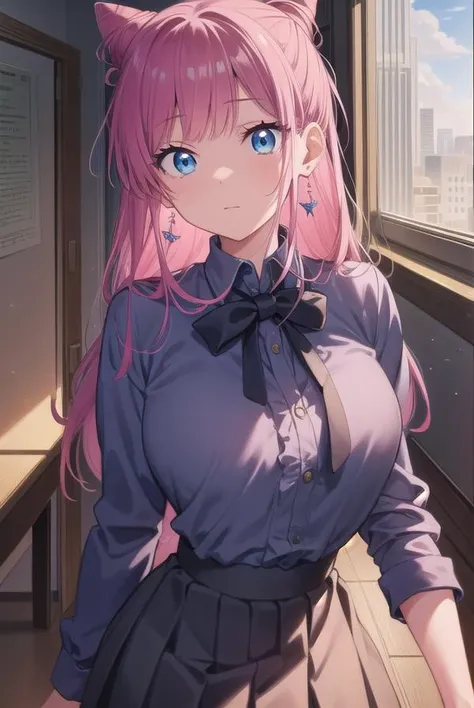 akariwatanabe, <lyco:akariwatanabe-lyco-nochekaiser:1>,
akari watanabe, long hair, blue eyes, pink hair, hair bun, double bun, cone hair bun,
BREAK skirt, shirt, bow, jewelry, pleated skirt, earrings, blue skirt, blue shirt,
BREAK looking at viewer, full body,
BREAK indoors, classroom,
BREAK <lyco:GoodHands-beta2:1>, (masterpiece:1.2), best quality, high resolution, unity 8k wallpaper, (illustration:0.8), (beautiful detailed eyes:1.6), extremely detailed face, perfect lighting, extremely detailed CG, (perfect hands, perfect anatomy),