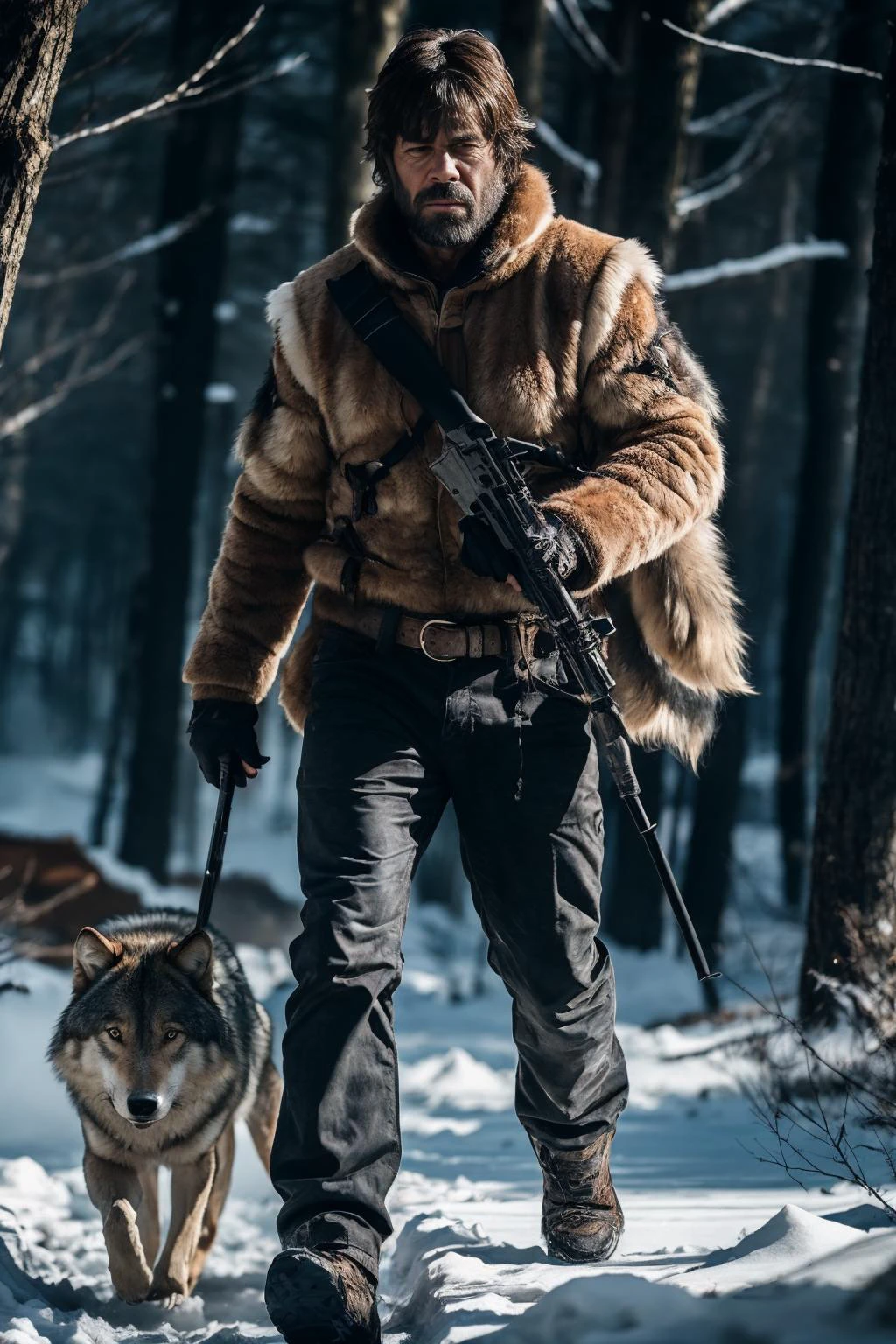 2boy, Sks man, looking mean, <lyco:locon_chuck_v1_from_v1_64_32:0.95> with a wolf, <lora:RPGWolf:0.40>