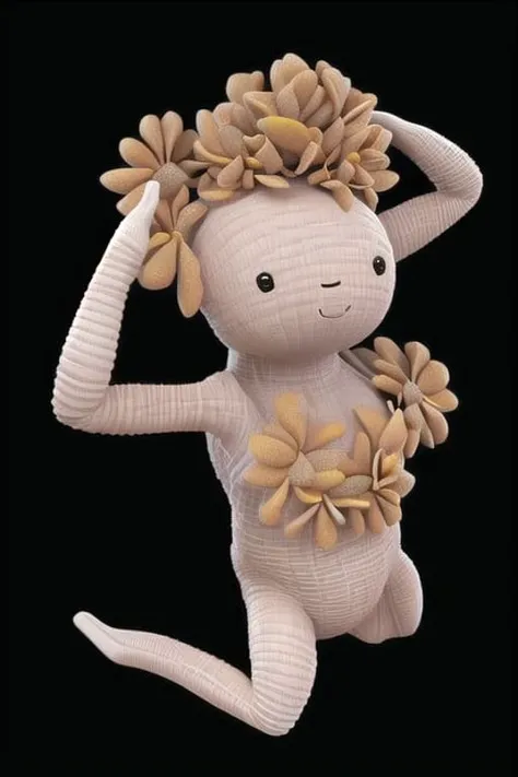 front view,A high detail high definition overly cute amazing creature, (leotard:.75) ,big nude breasts,meticulous elemental, (intricate hyperdetailed) illustration,   Intricate, 8k resolution. Resolution post-processing, (general adversarial networks:1.33),(rattan bondage), (flower:1.7), covered by leaf, covered by (flowers and leaves:1.37)