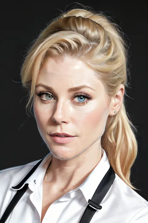 portrait photo of julieBow1,(blue and white stripe shirt), (dirty blonde hair), alluring portrait, intricate, highly detailed, digital painting, artstation, concept art, naughty, sharp focus, cinematic lighting, illustration, art by artgerm and greg rutkowski, alphonse mucha, cgsociety julieBow1