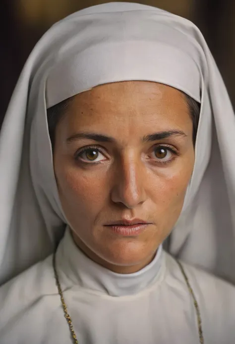 Photography in (stvmccrr style), mid closeup of a Spanish nun, cultural portrait, emotive humane photography, rich colors, perfect eyes, analog film, film grain, kodachrome, intricate details, insanely detailed, natural lighting, 8k, hdr, masterpiece, award winning photography