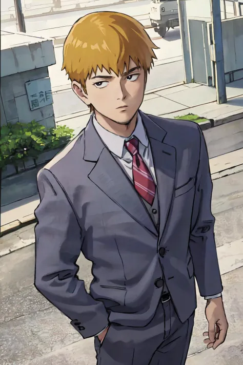 Reigenarataka, (best quality, masterpiece, RAW photo,ultra-detailed:1.2), <lyco:GoodHands-beta2:1.0>,,solo,looking at viewer,
<lyco:Reigen:0.6> formal suits, from above,