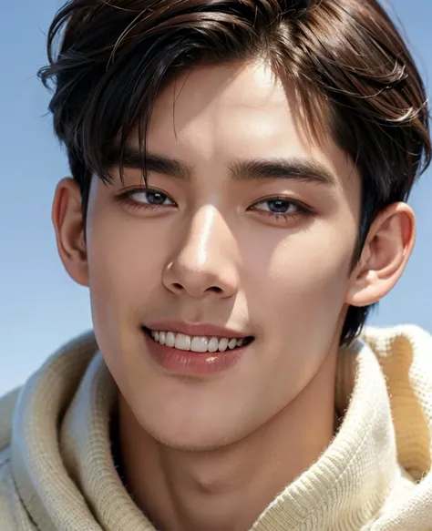 handsome male,25yo,sweater,
extreme_close_up,
smile,
<lora:Kpop Boy:0.3>,
<lora:add_detail:1>,
