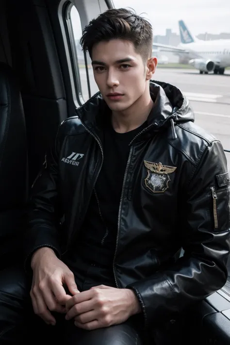 handsome male,big muscle,suit,feather coat,monochrome photography,dutch angle,outdoor, handsome male, big muscle, sitting into a plane cockpit, pilot suit, short hair, soft light <lora: Winter:0.7> dark academia, outfits, outdoor, <lora: InstantPhotoX3:0.65> <lora: FilmVelvia3:0.5>