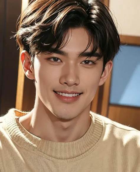 handsome male,25yo,sweater, asian,
extreme_close_up,
smile,
<lora:Kpop Boy:0.3>,
<lora:add_detail:1>,