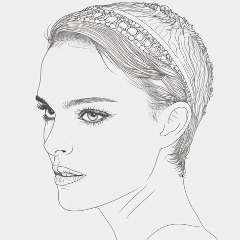 Abstract minmalist Lineart of Natalie Portman, <lora:multiceleb_ana_nat_em_eli_xl2_standard_merger_12_50_03_07:0.8>, Natalie Portman