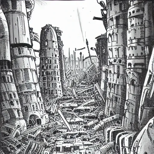 NauSKaaValOfWi,  monochrome, greyscale, ((1girl in armor)) staining in the, ruins, destroyed dystopia industry city see from the gerund, looking down a long highway,