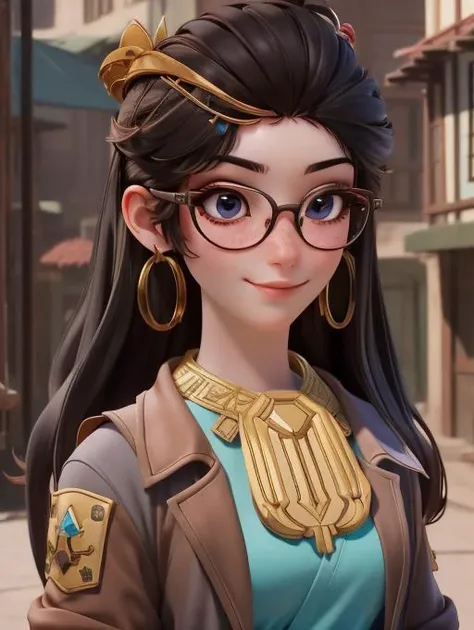 (masterpiece:1.5), (best quality:1.5),zbxr,3dmm,3dg,3d rending,(gray clay:1.2),1girl,yuanyao, 3DMM, 3d, 1girl, freckles, brown hair, solo, glasses, brown eyes, jewelry, long hair, earrings, hoop earrings, black-framed eyewear, looking at viewer, round eyewear, jacket, upper body, messy hair, shirt, brown jacket