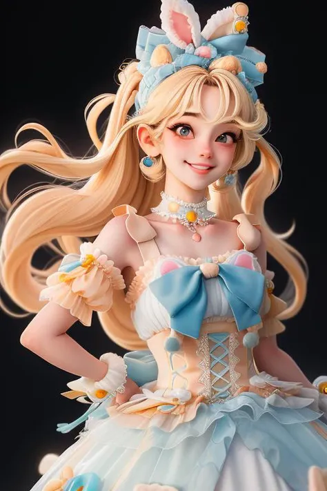 best quality, master part, fotorrealista, extremamente detalhado CG unidade 8k papel de parede, Chibi,1girl, Elsa,sozinho, cheio_corpo, sorrir, Olhando_em_visualizador, ao ar livre,