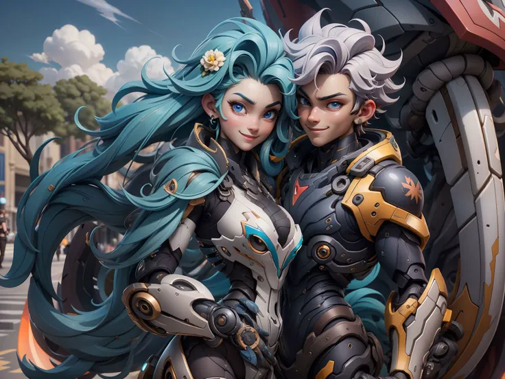Masterpiece,best quality,Master,extremely detailed CG unity 8k wallpaper,ultra-detailed,detailed background,Caustic,dynamic angle,beautiful detailed glow,beautiful detailed face,beautiful detailed eyes,good anatomy,
close-up,FULL body,(a BOY accompanies with a sexygirl:1.5),Embrace, get close,lovers,(Stand side by side:1.2),looking at viewer, light smile,sexy,
street, sky,plant,noon , ,<lora:3DMM_V10:1>,3DMM,