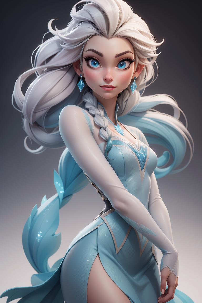 A woman in a blue dress with long hair and blue eyes - SeaArt AI