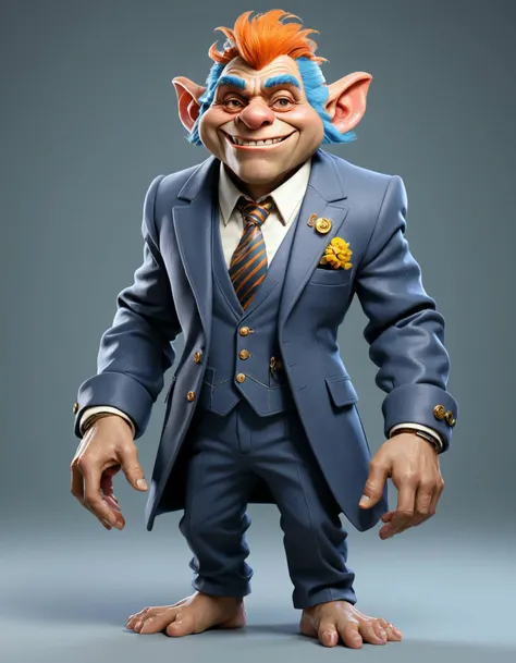 3dmm,Masterpiece,best quality,large troll character,wearing suit,monocle,fantasy 3D art style,bright colors,whimsical and humorous,highly detailed,expressive facial features,dynamic pose,4k resolution,Arnold rendering masterpiece,Wide angle perspective,<lora:3DMM_XL_V13:1>,
