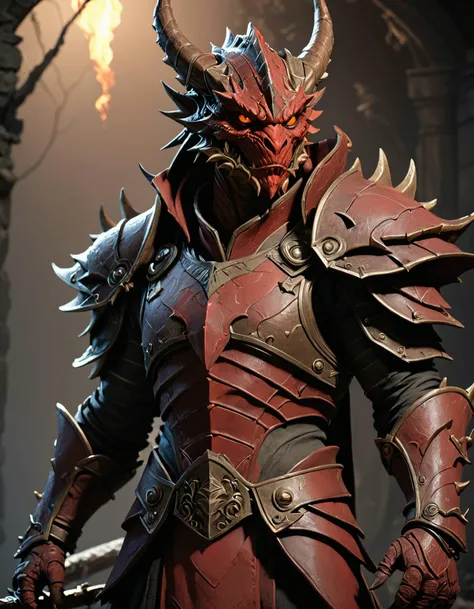 3dmm,(masterpiece, best quality, super detail, best shadows), 3D stills, close-ups, red dragonborn photos, Arnold renderer master renderings, d&d style, full plate, Sony fe 12-24mm f,<lora:3DMM_XL_V13:1>,