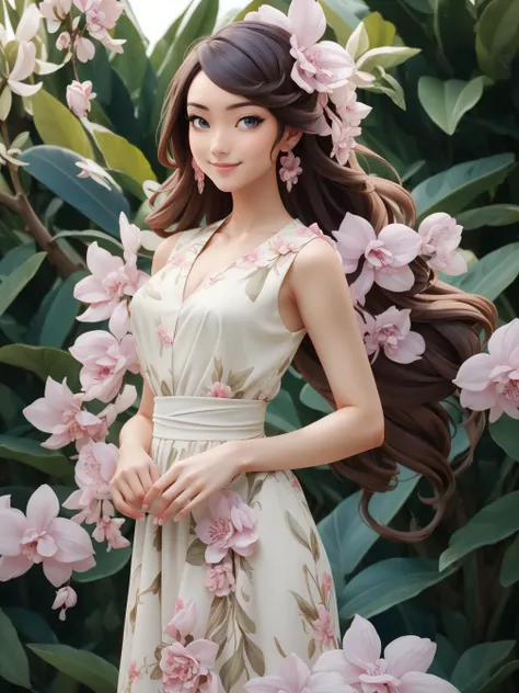3DMM
1girls, ,,smug smile
High-definition image, a woman, her hair adorned with blooming orchids, eyes reflecting elegance. Clad in a dress crafted from woven orchid petals, she stands in a botanical garden where flowers bloom in vibrant colors. The scene, bathed in the soft natural light, captured in the style of a botanical illustration.
<lora:tw:0.5>
(masterpiece, best quality, official art,intricate details:1.2) <lora:3DMM_V10:1>