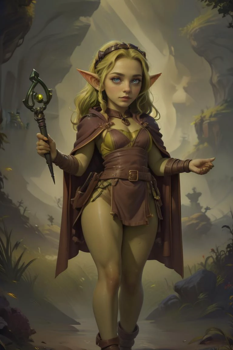 breathtaking 40yo, 1girl, (full body shot:1.4), facing viewer, thick hips, short stack, wizard, (scowl:1.4), (holding a staff:1.2), delicate\(armor\), belt, glove, sandals, tiara, (wizard robe:1.2), long shiny hair, trending on artstation, pixiv, digital art, anime masterpiece, dynamic lighting, beautiful aesthetic, 4k, award winning, hd, detailed backgound, <lora:Mild detail adjusterV10:0.2> <lora:Bright_Eyes:0.7> AGGA_ST002, bright pupils <lora:Loraeyes_V1:0.4> loraeyes, <lora:dnd_goblin:0.7>goblin Style-Goblinmode <lora:breastsizeslideroffset:-0.1> (edgQuality:1.2) advntr character, <lora:lcm-lora-sdv1-5:0.7>, masterpiece, award-winning, professional, highly detailed