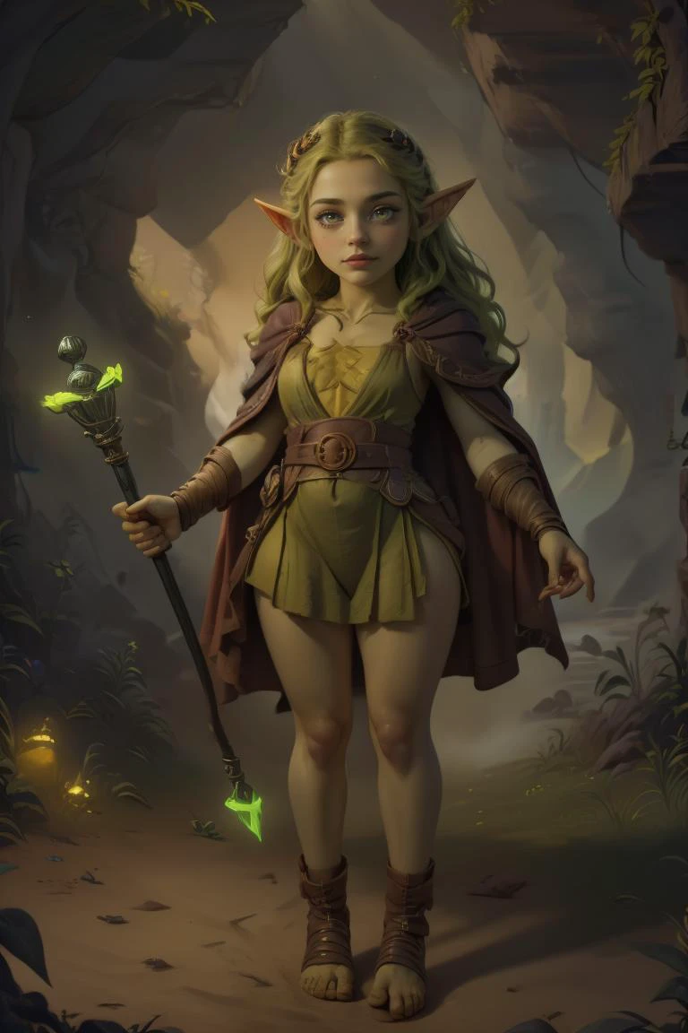 breathtaking 40yo, 1girl, (full body shot:1.4), facing viewer, thick hips, short stack, wizard, (scowl:1.4), (holding a staff:1.2), delicate\(armor\), belt, glove, sandals, tiara, (wizard robe:1.2), long shiny hair, trending on artstation, pixiv, digital art, anime masterpiece, dynamic lighting, beautiful aesthetic, 4k, award winning, hd, detailed backgound, <lora:Mild detail adjusterV10:0.2> <lora:Bright_Eyes:0.7> AGGA_ST002, bright pupils <lora:Loraeyes_V1:0.4> loraeyes, <lora:dnd_goblin:0.7>goblin Style-Goblinmode <lora:breastsizeslideroffset:-0.1> (edgQuality:1.2) advntr character, <lora:lcm-lora-sdv1-5:0.7>, masterpiece, award-winning, professional, highly detailed