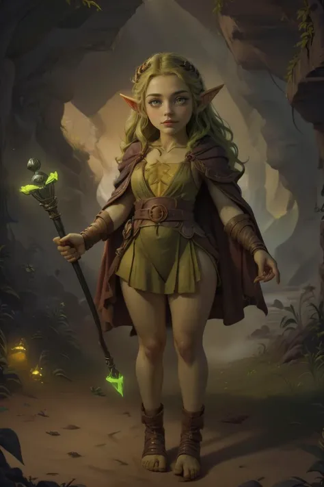 breathtaking 40yo, 1girl, (full body shot:1.4), facing viewer, thick hips, short stack, wizard, (scowl:1.4), (holding a staff:1.2), delicate\(armor\), belt, glove, sandals, tiara, (wizard robe:1.2), long shiny hair, trending on artstation, pixiv, digital art, anime masterpiece, dynamic lighting, beautiful aesthetic, 4k, award winning, hd, detailed backgound, <lora:Mild detail adjusterV10:0.2> <lora:Bright_Eyes:0.7> AGGA_ST002, bright pupils <lora:Loraeyes_V1:0.4> loraeyes, <lora:dnd_goblin:0.7>goblin Style-Goblinmode <lora:breastsizeslideroffset:-0.1> (edgQuality:1.2) advntr character, <lora:lcm-lora-sdv1-5:0.7>, masterpiece, award-winning, professional, highly detailed