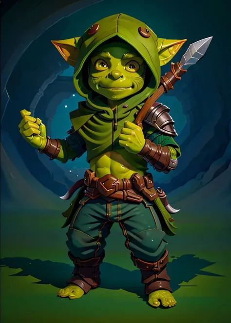 flat color, small goblin rogue, hoodie, (green skin:1.3), official artwork, official dnd art, in the style of Greg Rutkowski, best quality, masterpiece, intricate details,<lora:dnd_goblin-000110:0.8> <lyco:VECTORV1-TRIM:1>