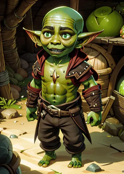 arcane style, goblin, rogue, (green skin:1.3), official artwork, official dnd art, in the style of Greg Rutkowski, best quality, masterpiece, intricate details,<lora:dnd_goblin-000110:0.8> <lora:arcaneStyleLora_offset:1>