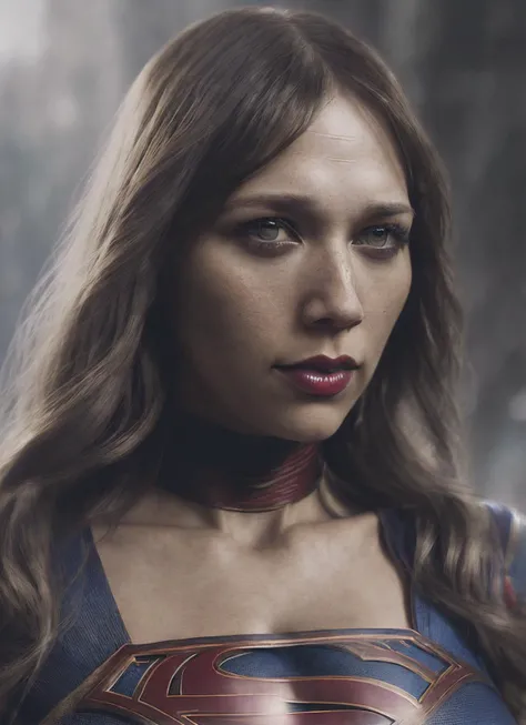 photography of a stunning girl, wearing a superhero costume, enjoying, girl, summer, hot girl, (((medium bust))), brunette hair, long_hair, looks into the camera, zoomed out,full body shot, symmetrical face, photorealistic, photography, spectacular lighting,, gorgeous, cleavage, western, (masterpice), best quality, high resolution, extremely detailed, skin with pores, depth of field, cinematic lighting