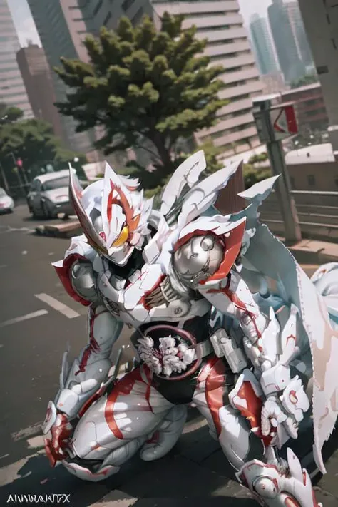 <lora:Geats:0.8>, Geats in a white kamen suit, ((full body)), ((fighting pose)), absurd res, RAW photo, highest quality, masterpiece, High detail RAW color photo, professional photo, extremely detailed CG unity 8k wallpaper, photorealism, highres, hyperdetailed, photorealistic, best quality, extremely delicate and beautiful illustration, perfect anatomy, Detailed eyes, (half-close eyes), beautiful detailed background, traffic background, cinematic light, double v, hands down, brown eyes, disheveled hair