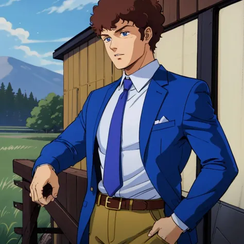 masterpiece,high quality,solo,prairie,outdoors,
<lora:amuroray001:0.7>,
amuroray,1man,
curly hair,brown hair,blue eyes,
suit,jacket,necktie,shirt,
belt,pants,