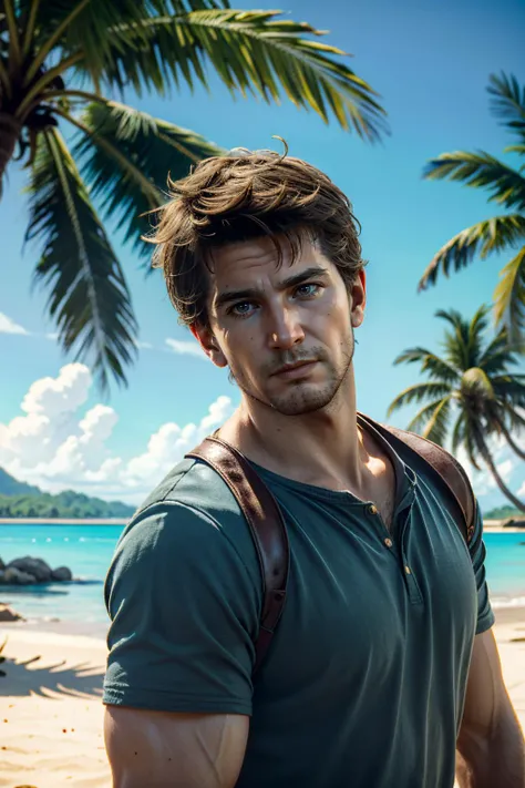 ((ultra detailed, masterpiece, absurdres))
<lora:UncNathan:0.9>
UncNathan, 1boy, solo, short hair, brown hair, in front of Aqua Blue Lagoon with Overhanging Palm Trees