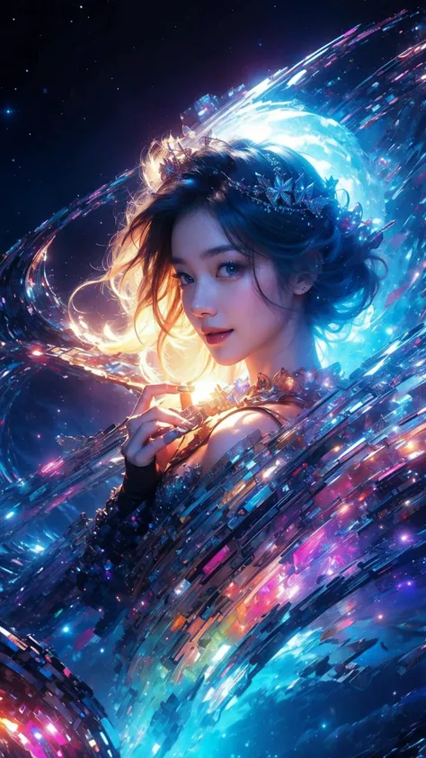 masterpiece,best quality,aesthetic,detailed face,subsurface scattering,from above,
wrenchsfantasy,fantasy,1girl,photo of a cute girl,light smile,charming,20yo,Braid Hair.fluttering hair,Bronze hair,glowing,cloud,colorful || starry,stars,spacecraft,
space_style,style-swirlmagic,style-sylvamagic,rainbow-candy,
<lora:wrenchsfantasy-000016:0.8>,<lora:sunAndShadow_v10:0.6>,<lora:spacescraft-ring:0.6>, thought questioning, gracious, benevolent, handsome, loving, generous, cool, charming, pretty, enchanted, magic, detailed, decorative background, lovely, atmosphere, fabulous, elegant, complex, enhanced, vibrant, color, illuminated, light, striking, beautiful, intricate, extremely fine detail, cinematic
