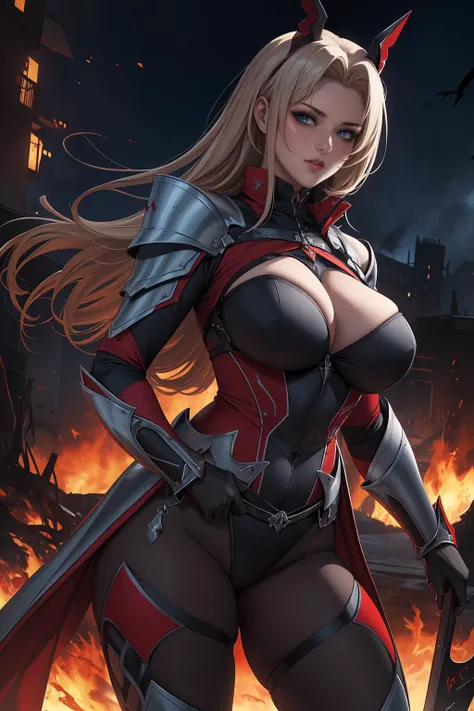 8k, RAW Portrait ,masterpiece、Realistic:1.2、Realistic, Ultra-high resolution, highest quality, Real Life Photos ,( in the evening :1.1), ((((1 female:1.5))))、(Cute face:1.3), Voluptuous, Busty White-Haired Female dragoon in ((((Dragon THEMED)) Heavy Bikini Armor)), Red Eyes, (Thigh high Full Metal Armored Boots). (((Full Body View))), Long hair, Messy bun, (Red Cloak), (((Red Pleated Skirt))), detailed, perfect makeup, beautiful lips, large hoop earrings, (METAL bikini armor), Full Helmet, (No Spikes), (Tall girl, Long legs), (Solo, 1girl), (Masterpiece, Detailed, 4k), perfect face, perfect lips, perfect makeup, dark eyeshadow, Unreal Engine 5, (Full Body Portrait), absurd resolution, high resolution, sharp image, vibrant colors