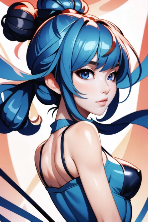 anime style, digital painting, 1girl, woman, fantasy ,Japanese ninja, mouth mask, ninja sword, midnight, bombshell hair, slate blue hair with multicolor highlights, Low Ponytail,hair bun, slim figure, narrow waist, tight ass, medium breasts, (asian:1.3), (Resplendent fantasy megastructure outside of the multiverse:1.3)<lora:EnvyBeautyXL08:1>