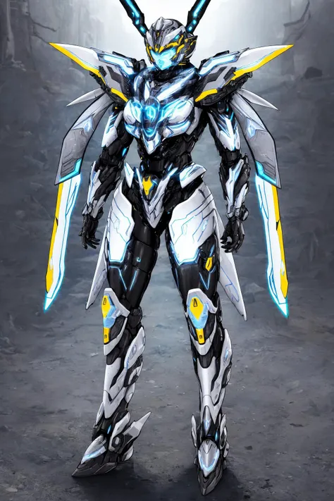 Powerful warrior wearing nano-tech armor, futuristic, shiny, inticate, detailed, mixed-media, complex