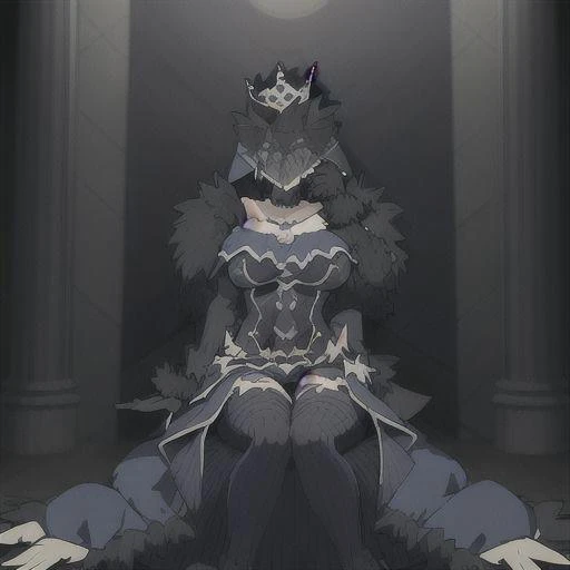 fullbody ,pose , Gremory,standing pose, blue A-line dress, a veil that covers most of her face, faux fur wrap shawl on her shoulder, black glove, hat with crown ,necklace ,choker , moonlight, masterpiece, best quality,<lora:2R 12E CosineRestart Animefullpruned Locon Lycoris:0.4> , sitting, seat, indoor, castle