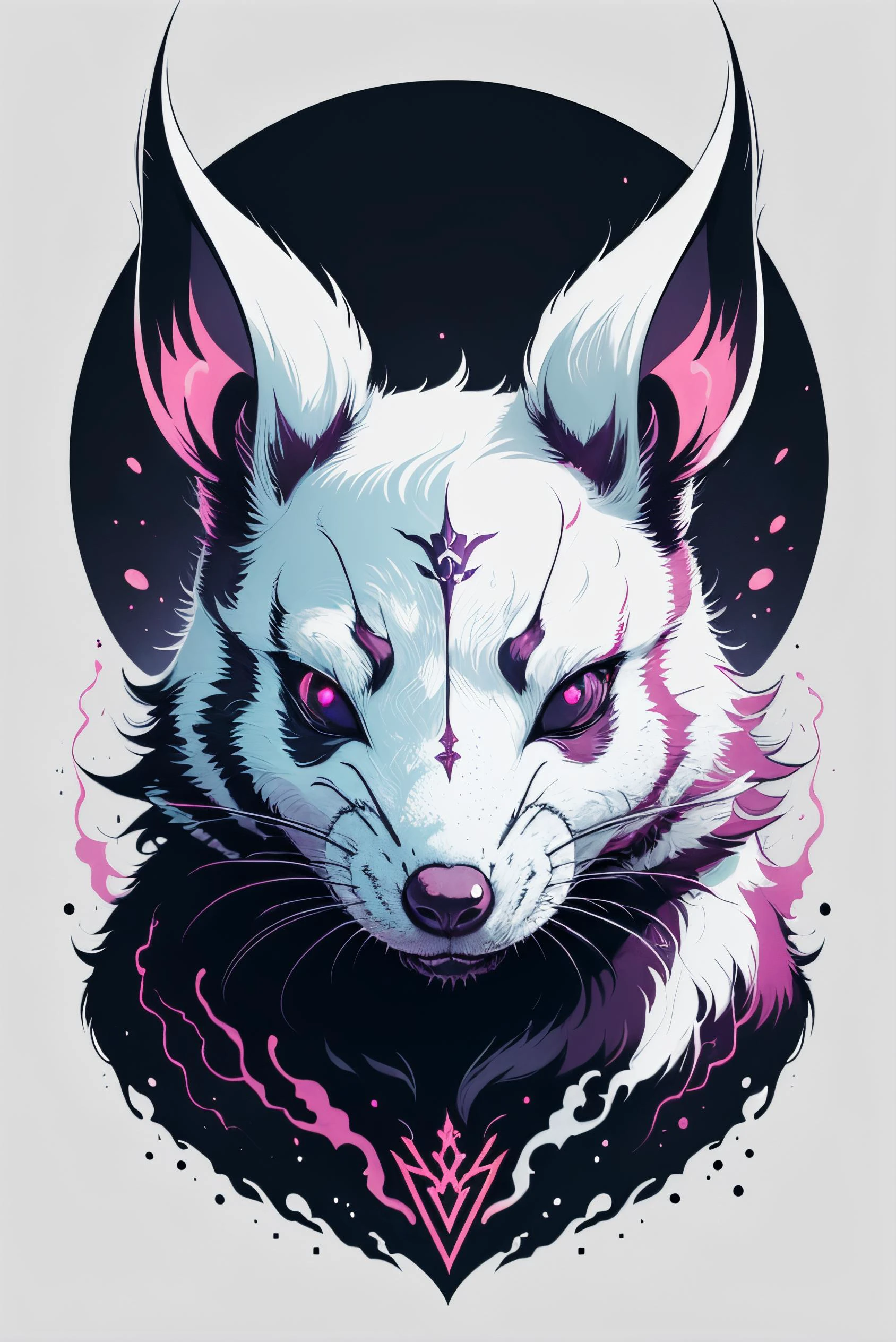(1white rat head:1.1), tattoo art, evil, logo design, vector design, vector art, center, (glowing eyes:1.1), flat color, synthwave light, lineart, hard outline, high quality, high detailed, <lora:tshee00d:0.33>