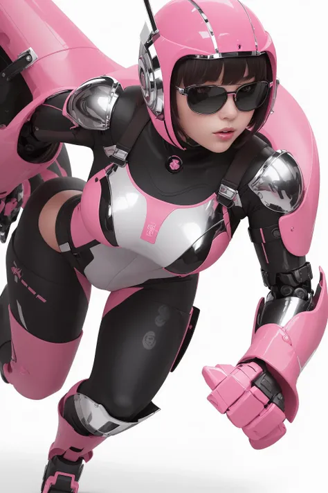 (1girl:1.5), (robot :1.2), robotic, solo, (full body:1.8), sunglasses,(fighting actions,:1.5), abstract element, (white background:1.5), facing viewer, looking away, Clean lines, Precise geometry, Smooth curves, Digital art, Anime Style, cinematic sensual, Sharp focus, big depth of field, Masterpiece, concept art, Simplified style, trending on ArtStation, trending on CGSociety, Intricate, (chrome + pink + black colors:1.5), Soft Shading, Sharp Angles, Playful, cinematic lighting, glowing led, studio lighting, masterpiece, ultra realistic,8k, extremely detailed CG unreal engine 8k wallpaper, best quality, hight detailed, <lora:cute robota_v1:0.2>