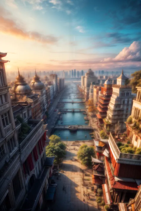 (square :1.5),winding street,market, (aerial view:1.4),(roof:1.2), (overcrowded city levels:1.2),(Zen architecture:1.2),ancient east asian city,balconies, air conditioners,super colors,pipes, wires, utility mechanisms,grocery store,bazaar,( stall:1.2),fruit stand,(summer day:1.2), (no humans:1.2),Best quality, masterpiece, ultra high res,(intricate details:1.4), colorful details, iridescent colors, BREAK illustration, 4k, ultra detailed, flowering terraces, colorful vegetation,21mm Photography,UItraWide,(dramatic angle:1.2) (science fiction:1.5), <lora:add_detail:0.8> <lora:more_details:0.8>