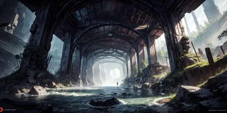 Technical illustration, dense forest, landscape of a Trendy Graceful Portal from inside of a Underwater Canyon, at Overcast, Crying, Swirling Azure, de dia los muertos, colorful, vivid colors, best quality, absurdres, highest quality, amazing details, 8k <lora:add_detail:1>