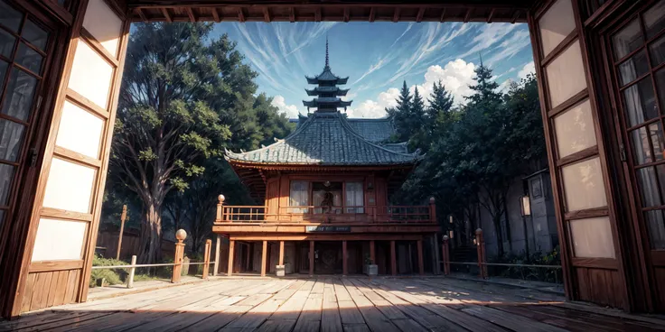 Fractal, Tarot card of a landscape of a Obscene Bungalow from inside of a Pagoda, autumn city street, at Midday, Psychedelic lighting, dripping with Colorless, crisp lines, colorful, vivid colors, best quality, absurdres, highest quality, amazing details, 8k <lora:add_detail:1>