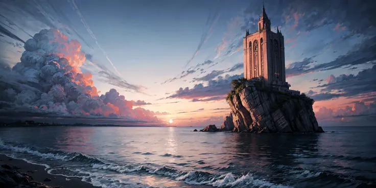 landscape of a [1970'S|Holistic] The Caribbean Sea, at Blue hour, Relieving, extremely hyper aesthetic, colorful, vivid colors, best quality, absurdres, highest quality, amazing details, 8k  <lora:add_detail:1>