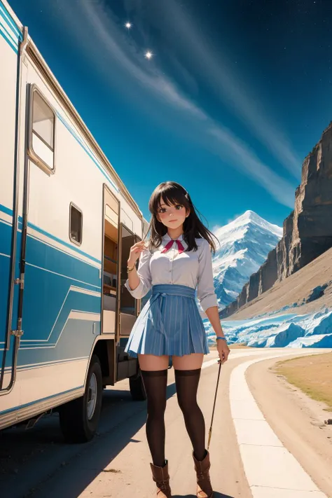 1girl, (art by Silvestro Lega:0.7) , realism art, awardwinning Anime, (Colorless theme:0.7) , landscape of a Magnificent Intellectual ([Earth|Aletsch Glacier]:1.3) in the distance there is a Campground, winter street and Celestial body in background, Spring, Sketch, Horror, 60s Kitsch and Psychedelia, cinematic lighting, F/14, Cinestill, sgraffito, Soutache, Flickr, professional, good-looking, female