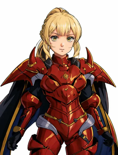 masterpiece best quality,
<lora:kujounagisa.sd15.v1:0.35>, anime coloring, cel shading,
mihaela, standing, red armor, black cape, shoulder spikes, dragon armor, looking at viewer, facing viewer, ponytail, braid, closed mouth, 1girl, solo, black background, cowboy shot
<lora:80sv1:0.5> 1980S \(STYLE\)7