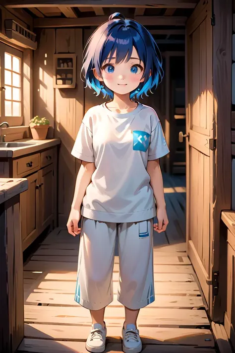 <lora:cutifiedanimecharacterdesign_variant_type_A_SDXL_v10:0.7>
one girl standing alone in a wooden village,  eyes are blue,  hair is short, wearing a white t-shirt and wide box pants, jacket
full body, looking at viewer, smile,
The soft lighting and detailed surroundings create an immersive environment where imagination runs wild,
hyper-detailed, high quality visuals, dim Lighting, ultra-realistic, sharply focused, octane render, 8k UHD