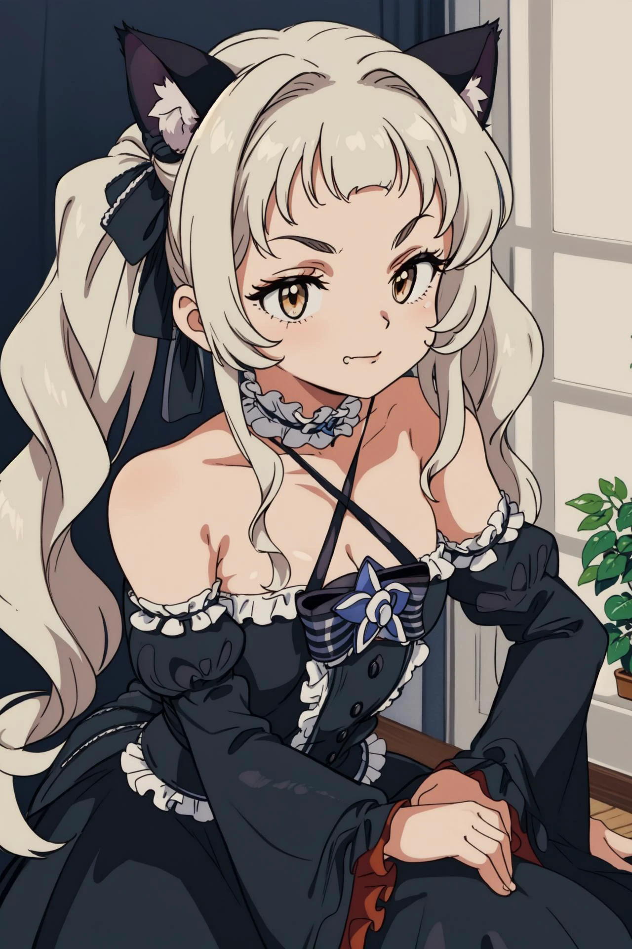 best quality, intricate details,
<lora:ShionV2D8_e6:0.8> ShionGothic, smug, twintails, animal_ear_fluff,gothic_ta,loliashion,halter dress, cat ears,cat_girl,long dress, halterneck, layered dress,frilled dress, center_frills,detached sleeves,
<lora:Retro-V1:0.8> 1990s (style), 1980s (style), retro style,,