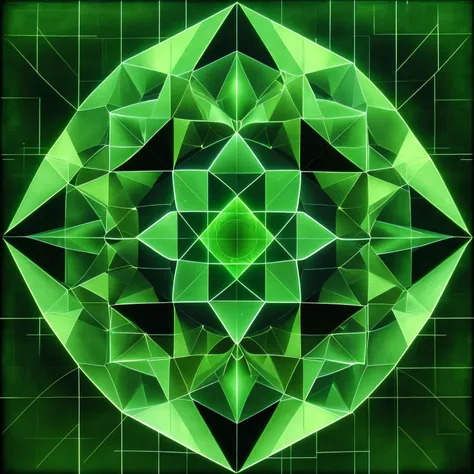 impressive sacred geometry of octagons from green holographic wireframe hologram