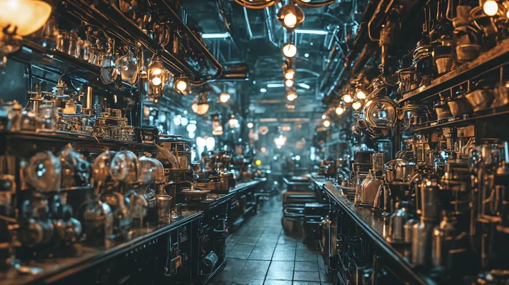 (Professional photograph:1.0) capturing the (Victorian-influenced cyberpunk ambiance:1.1) focusing on a (charming tea shop front:1.2). The intricate (steampunk-inspired details:1.1) on the storefront blend seamlessly with (futuristic elements:1.0). In (4K UHD:1.0) resolution, the image reflects (high-quality:1.0) craftsmanship. A (family enjoying tea:1.2) inside adds a touch of warmth, set against a (mysterious fog:1.1) that enhances the (futuristic yet nostalgic:1.2) feel of the scene