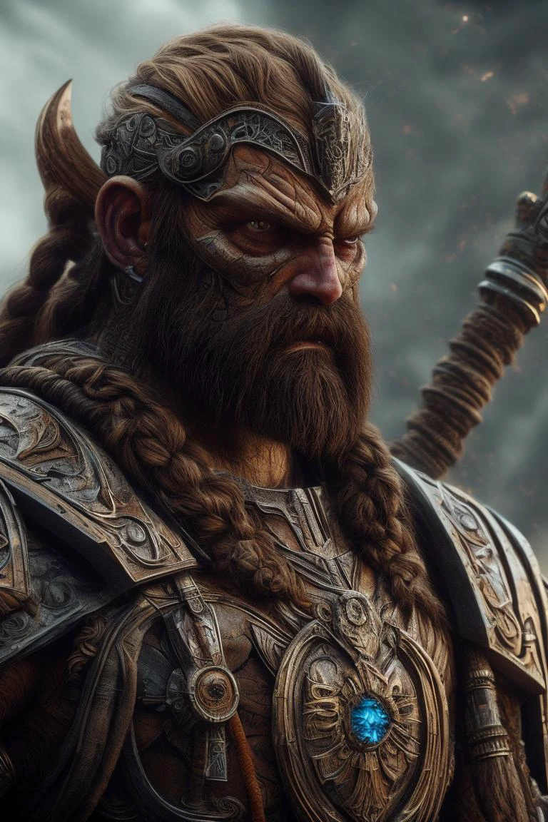 a girl ,Gunnar Stonefist (Berserker - Male): Gunnar is a hulking and mighty berserker, with a thick beard and braided brown hair. His steely gray eyes hold an intense determination. He wears a mix of heavy fur and iron armor, adorned with symbols of his clan's heritage and valor. Gunnar's gauntlets are encrusted with gems, representing his numerous victories in battle. He wields a colossal warhammer, its head decorated with intricate carvings, capable of crushing his enemies with a single blow. Gunnar's thunderous presence and unyielding strength make him a force to be reckoned with on the battlefield. with perfect face, young and slender, <lora:add_detail:0.67> w, masterpiece, 8k, perfect quality , realistic,ultraclear detailed <hypernet:slimModelsV1_slimmodelsV1:0.65>, skin details, realistic face, detailed eyes, detailed background <lora:DETAIL_SLIDER_BY_STABLE_YOGI:1.3>